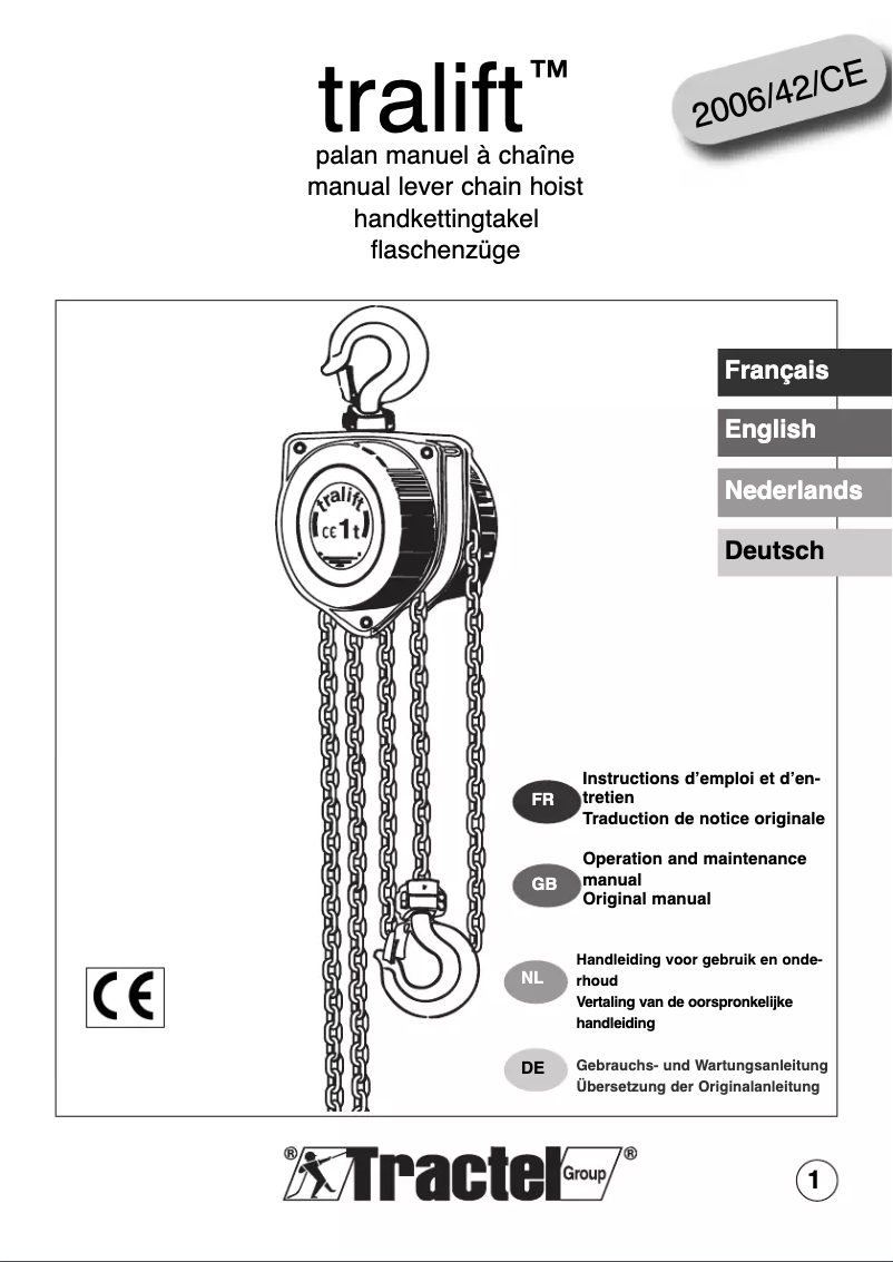 Image de la première page du manuel de l'appareil Tralift