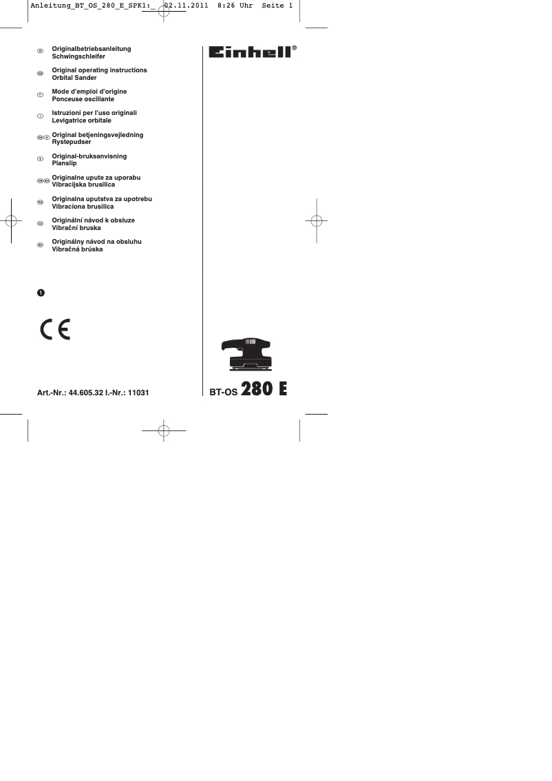Image de la première page du manuel de l'appareil BT-OS 280 E