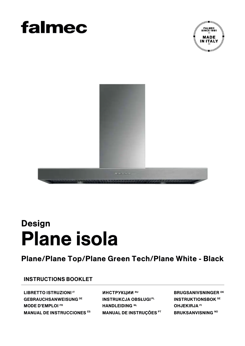 Page 1 de la notice Manuel utilisateur Falmec Plane