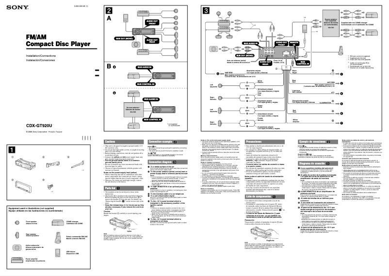 Page n°1 - Guide d'installation Sony CDX-GT920U