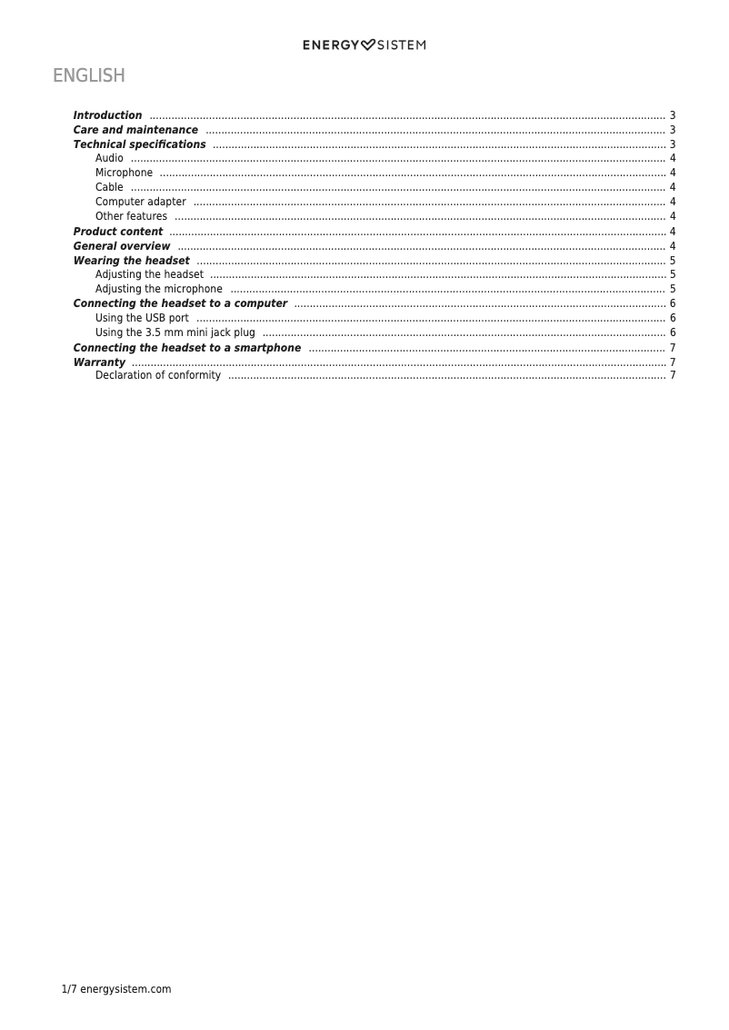 Page 1 de la notice Manuel utilisateur Energy Sistem Office 2+