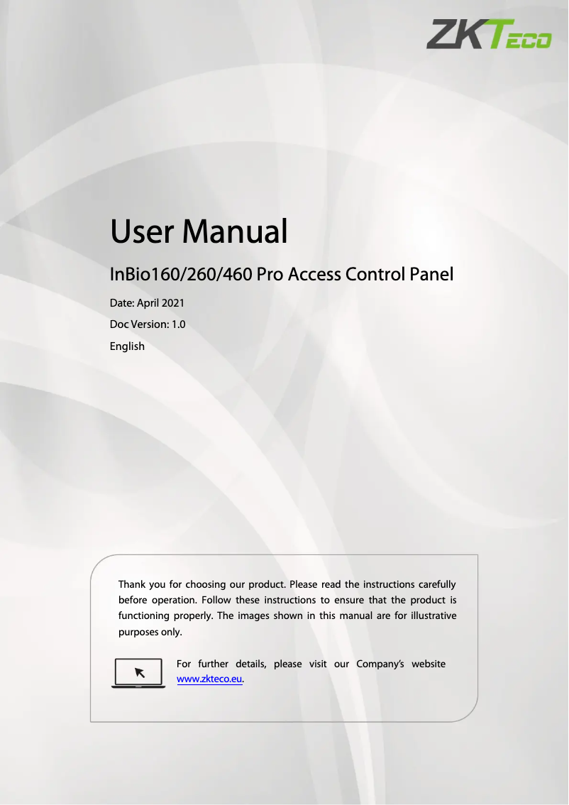 Image de la première page du manuel de l'appareil InBio Pro