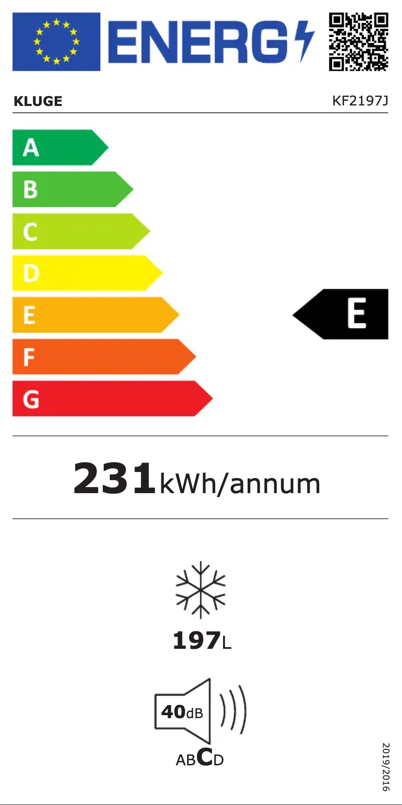 Page n°1 - Label énergétique Kluge KF2197J