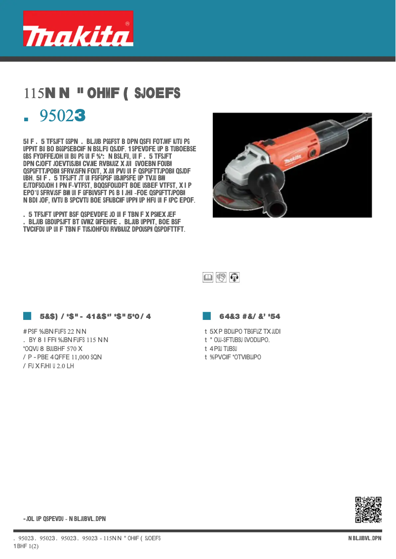 Page 1 de la notice Fiche technique Makita M9502R