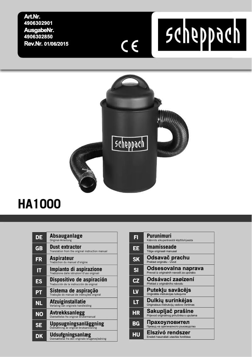 Page n°1 - Manuel utilisateur Scheppach ha 1000