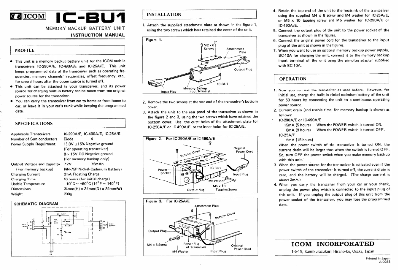 Page n°1 - Manuel utilisateur ICOM IC-BU1
