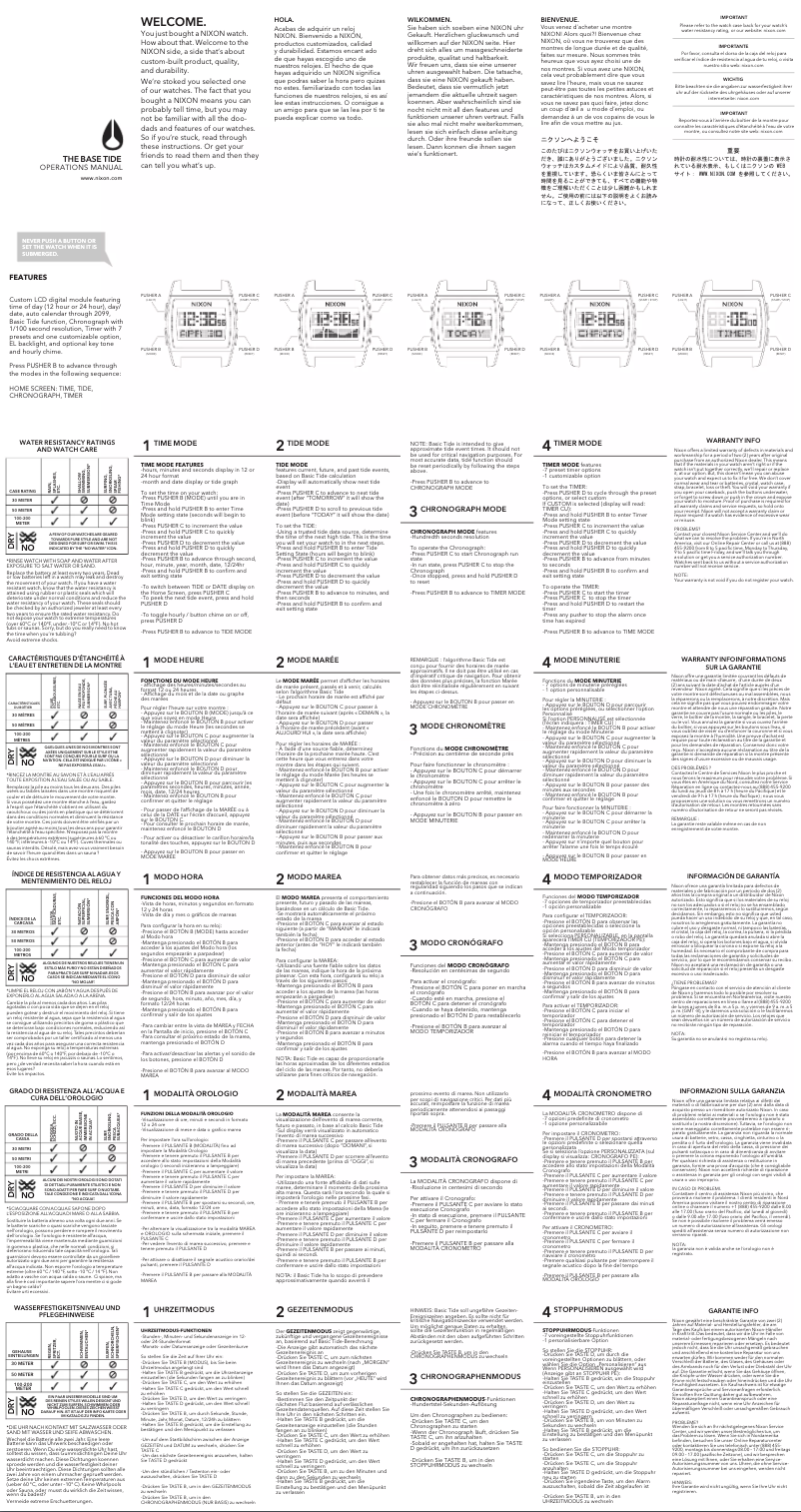 Página 1 del manual Manual de usuario Nixon Surf & Tide A1104-2773-00
