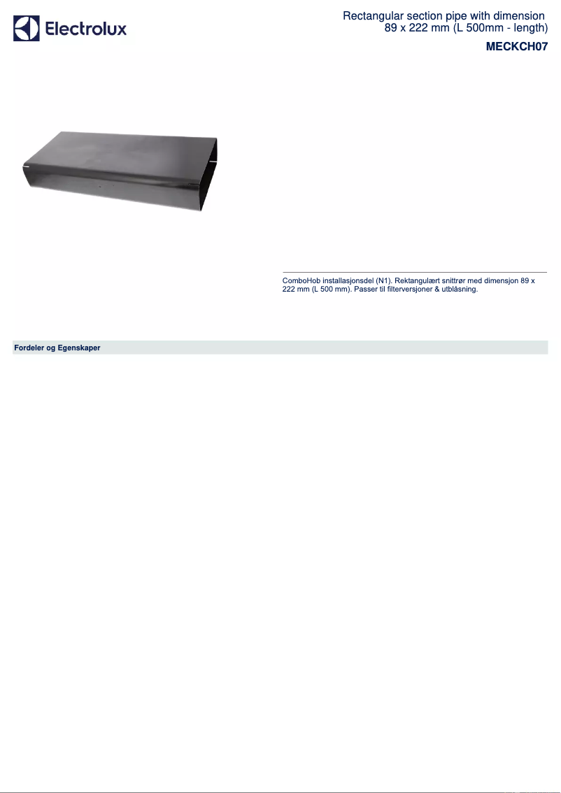 Page 1 de la notice Brochure AEG MECKCH07