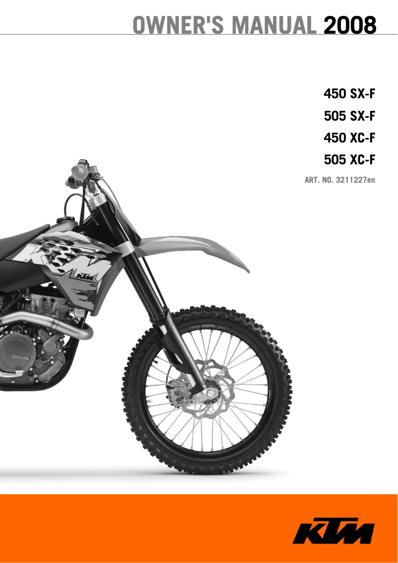 Page 1 de la notice Manuel utilisateur KTM 450 XC-F (2008)