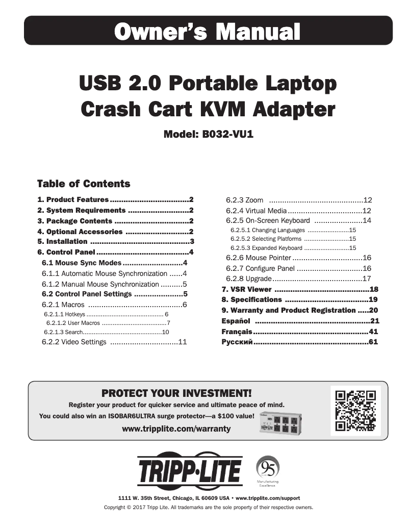 Page n°1 - Manuel utilisateur Tripp Lite B032-VU1