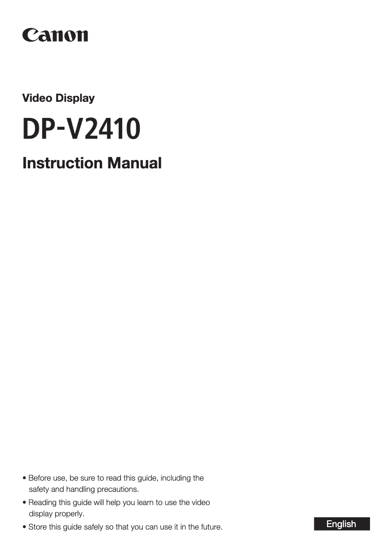Page 1 of the manual User Manual Canon DP-V2410
