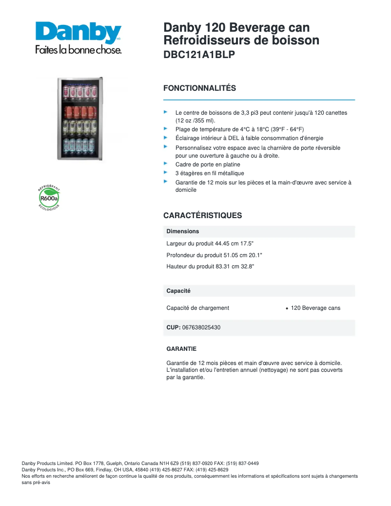 Image de la première page du manuel de l'appareil DBC121A1BLP