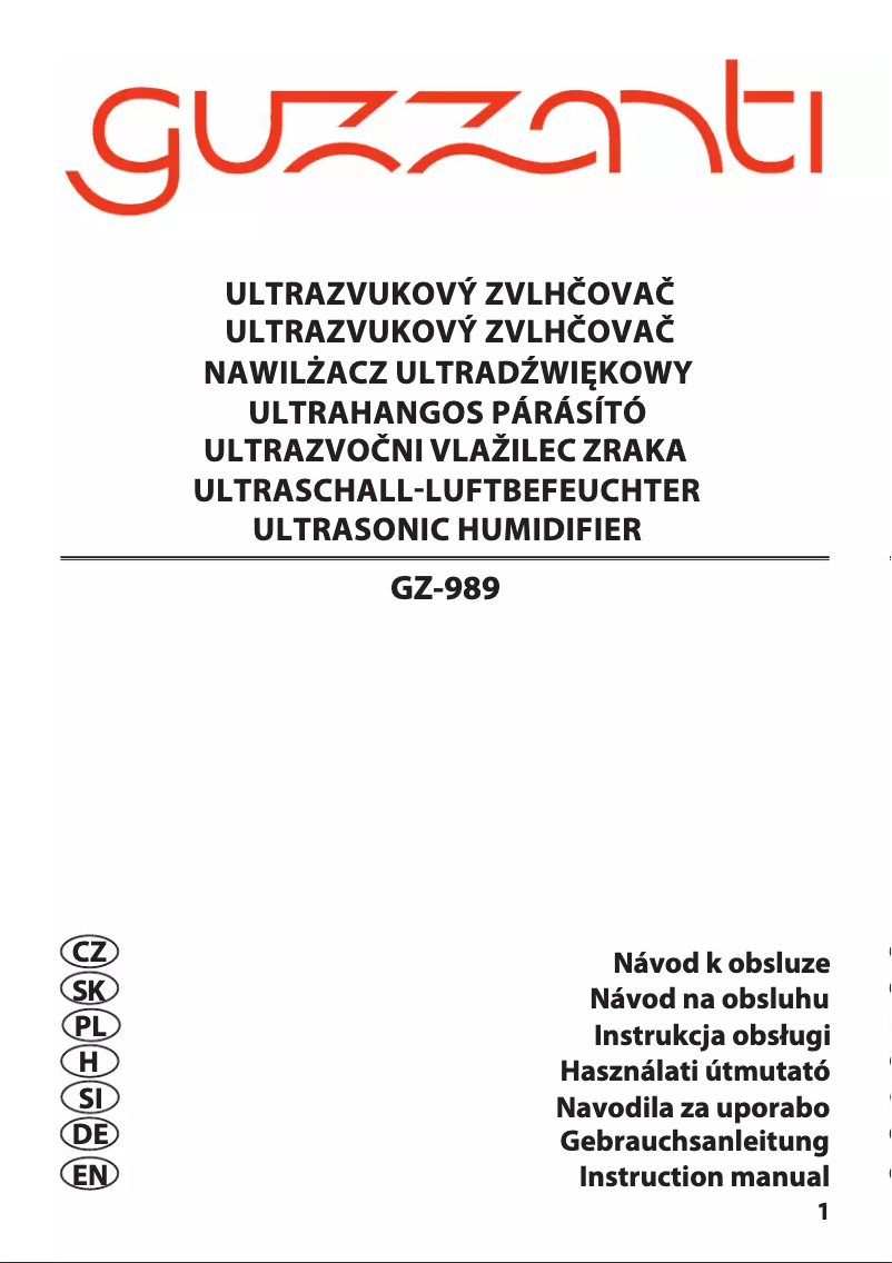 Page n°1 - Manuel utilisateur Guzzanti GZ-989