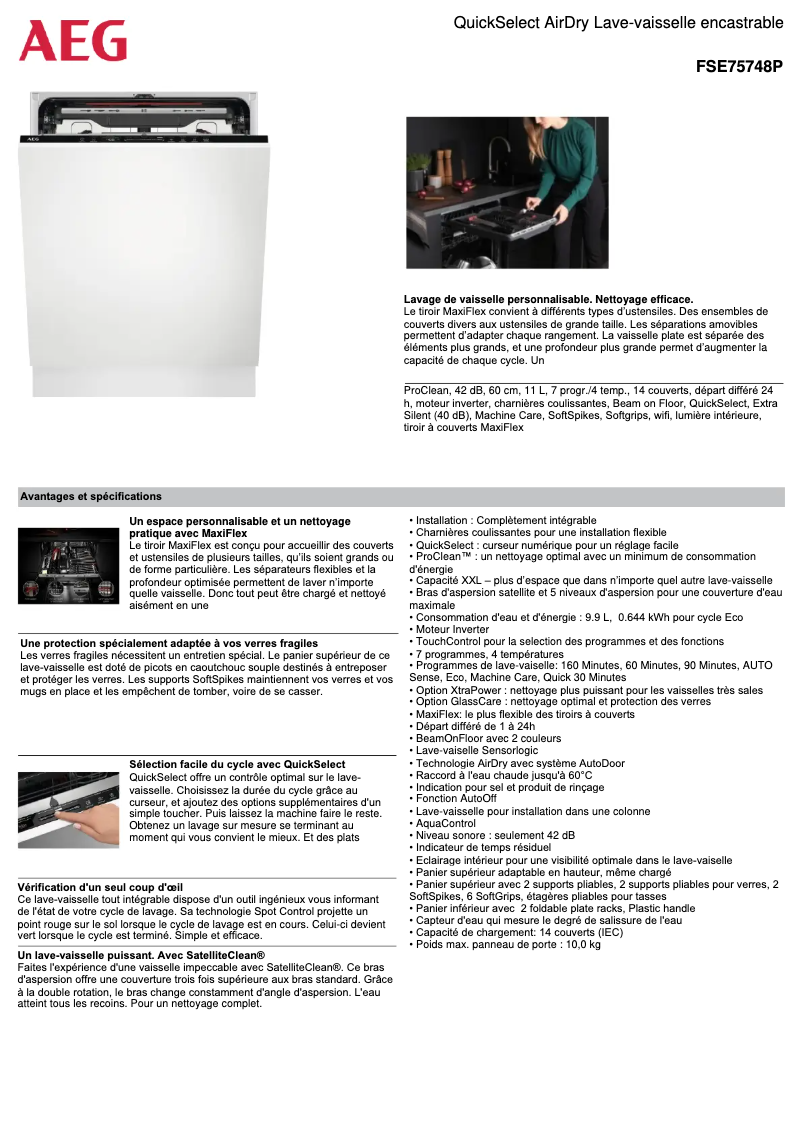 Página 1 del manual Ficha técnica AEG FSE75748P