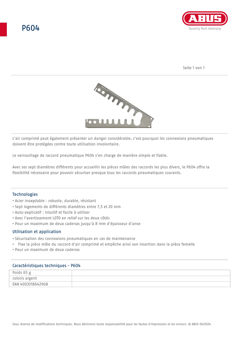 Image de la première page du manuel de l'appareil P604