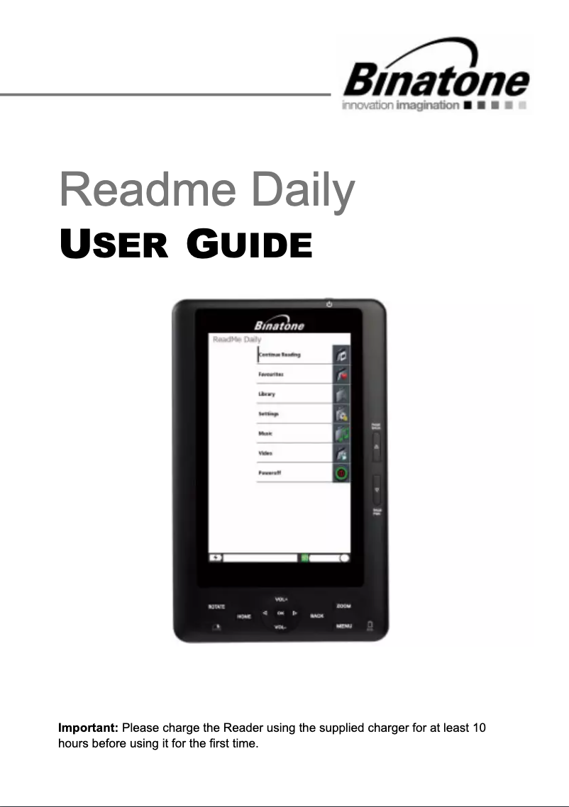 Page n°1 - Manuel utilisateur Binatone ReadMe Daily