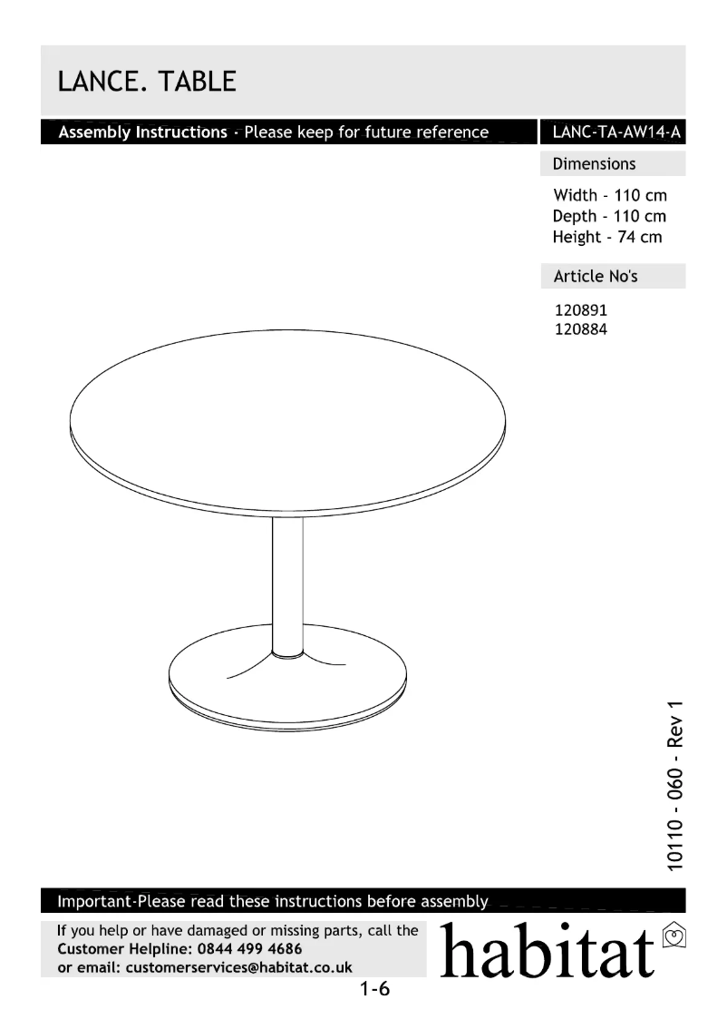 Page 1 de la notice Manuel utilisateur Habitat Lance