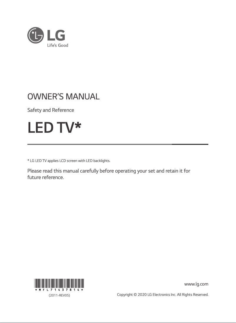 Image de la première page du manuel de l'appareil 55UN8060PVB