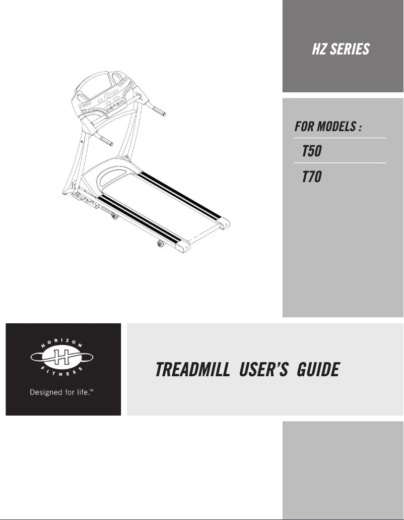 Página 1 del manual Manual de usuario Horizon Fitness HZ Series T70