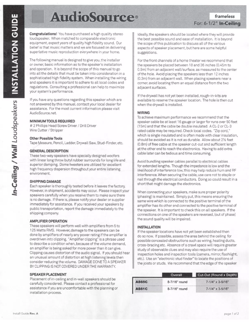 Página 1 del manual Manual de usuario AudioSource AS61C
