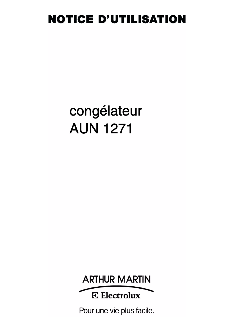 Página 1 del manual Manual de usuario Arthur Martin-Electrolux AUN 1271