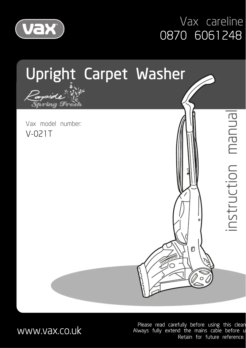 Image de la première page du manuel de l'appareil Rapide Spring V-021AA