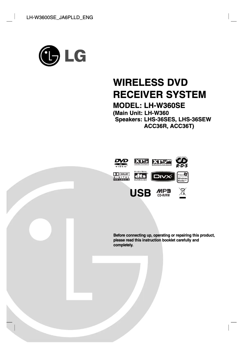 Page n°1 - Manuel utilisateur LG LH-W3600SE