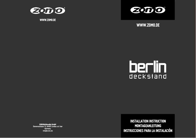 Page n°1 - Manuel utilisateur Zomo Berlin MK2