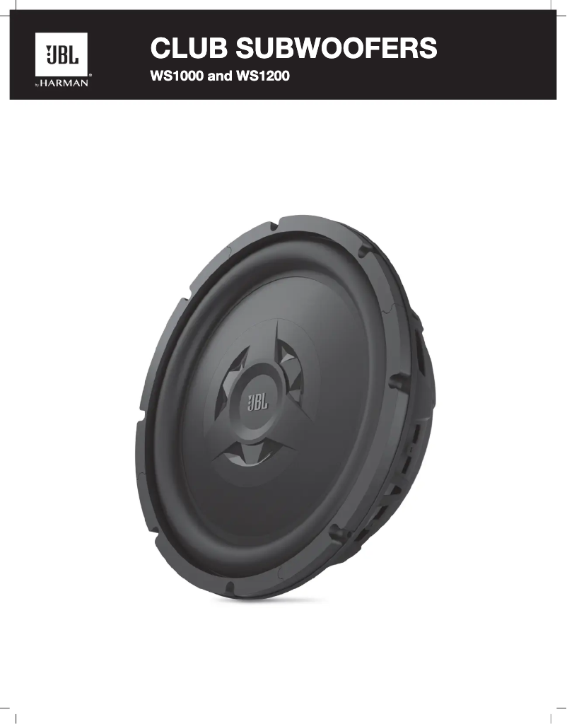 Page 1 de la notice Manuel utilisateur JBL Club 1200WS