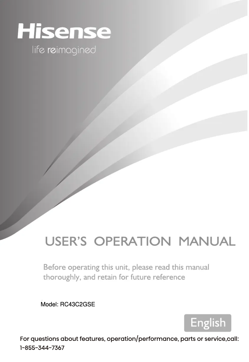Page 1 de la notice Manuel utilisateur Hisense RC43C2GSE