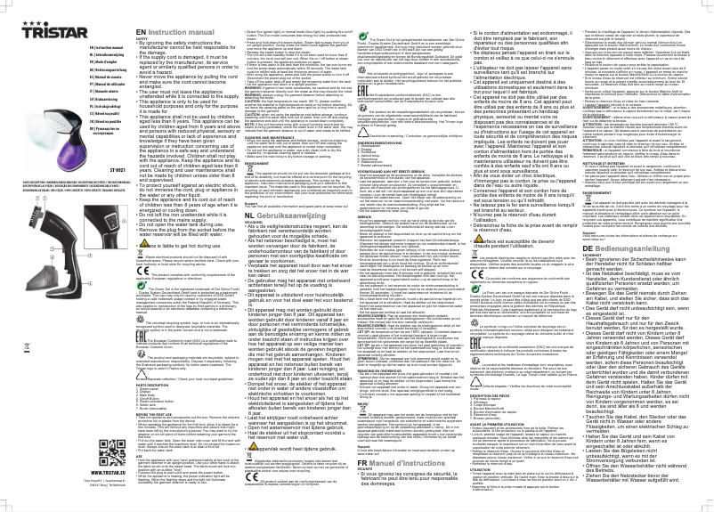 Page 1 de la notice Manuel utilisateur TriStar ST-8921