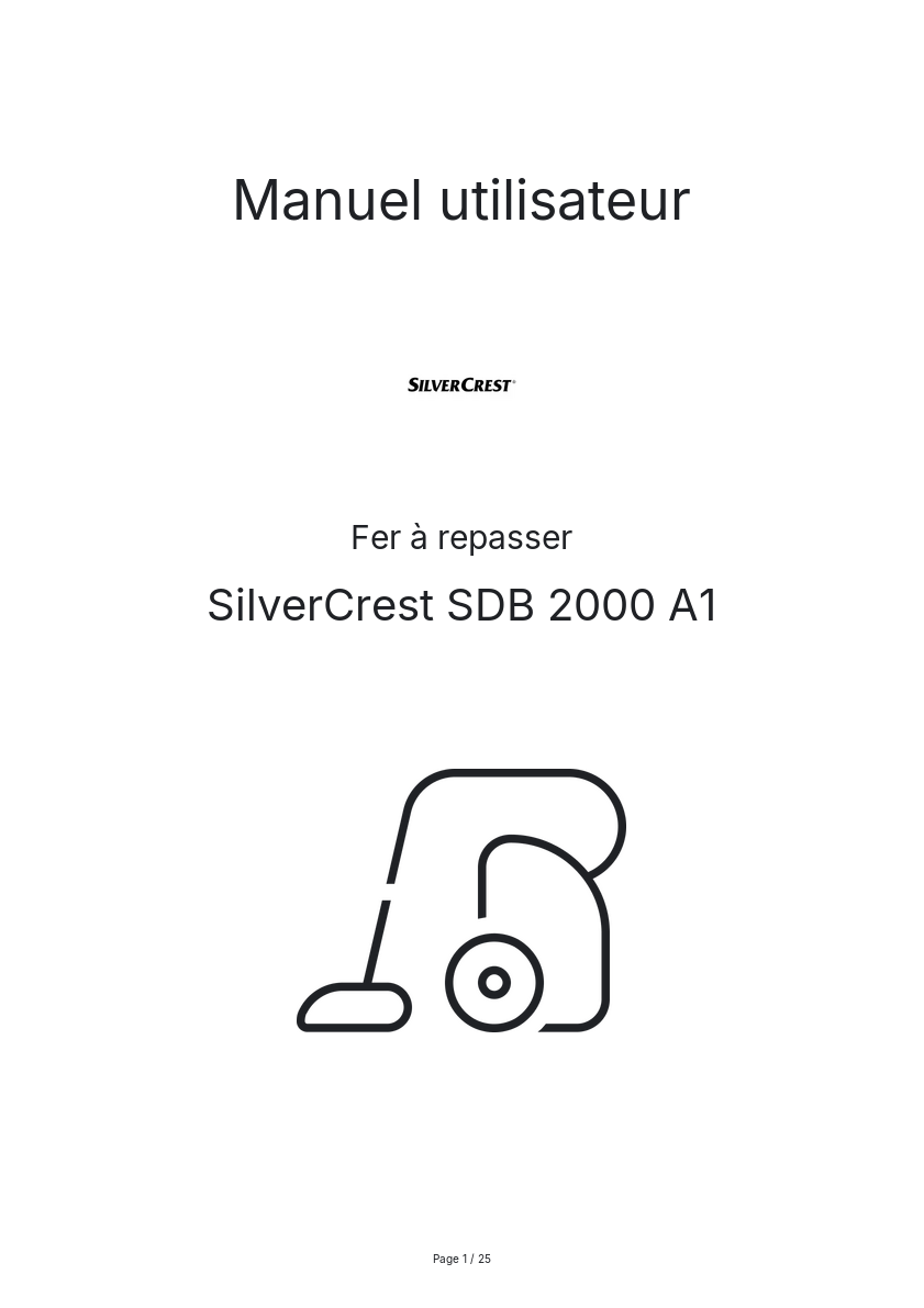 Page n°1 - Manuel utilisateur SilverCrest SDB 2000 A1