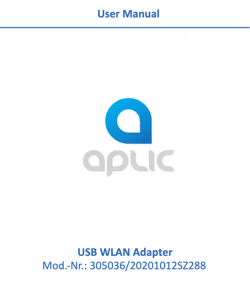 Page n°1 - Manuel utilisateur Aplic 305036