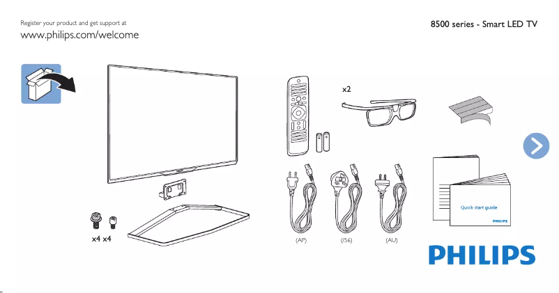 Page 1 de la notice Guide de démarrage rapide Philips 58PUT8509