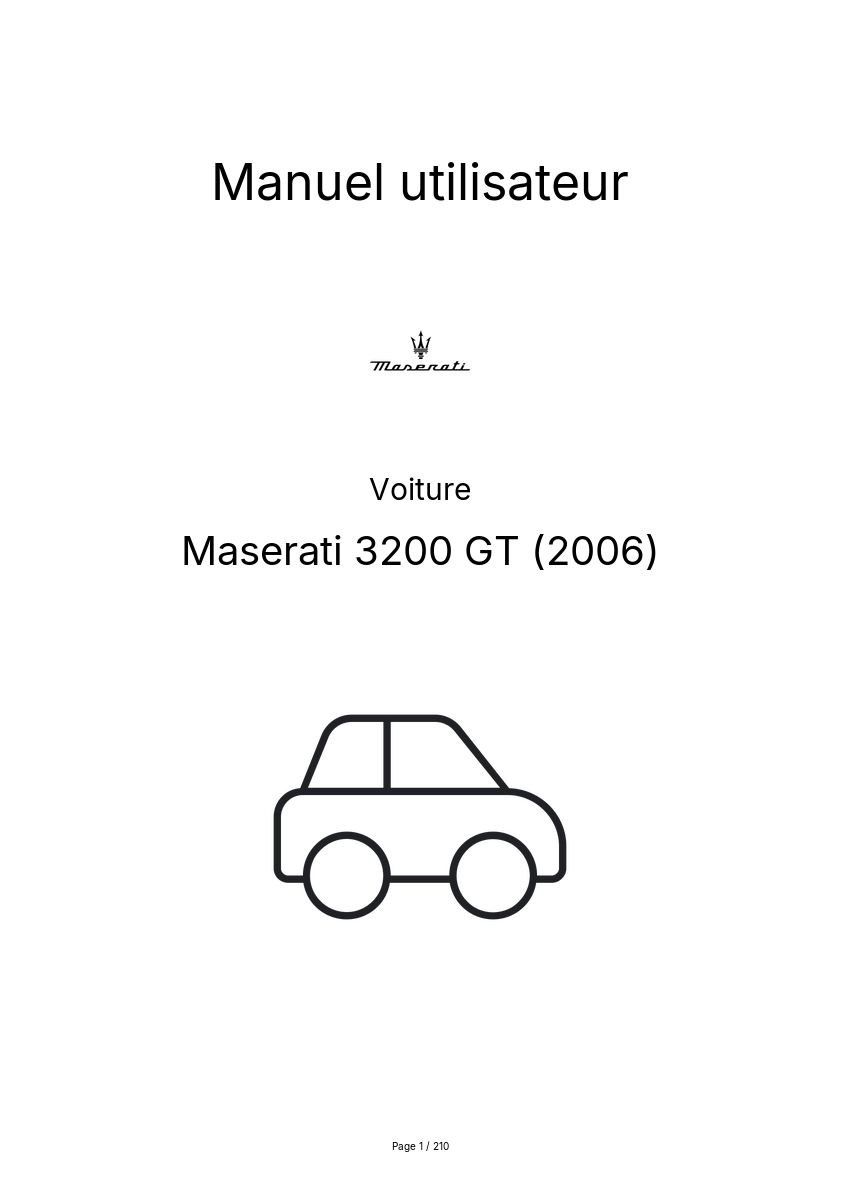 Page n°1 - Manuel utilisateur Maserati 3200 GT (2006)