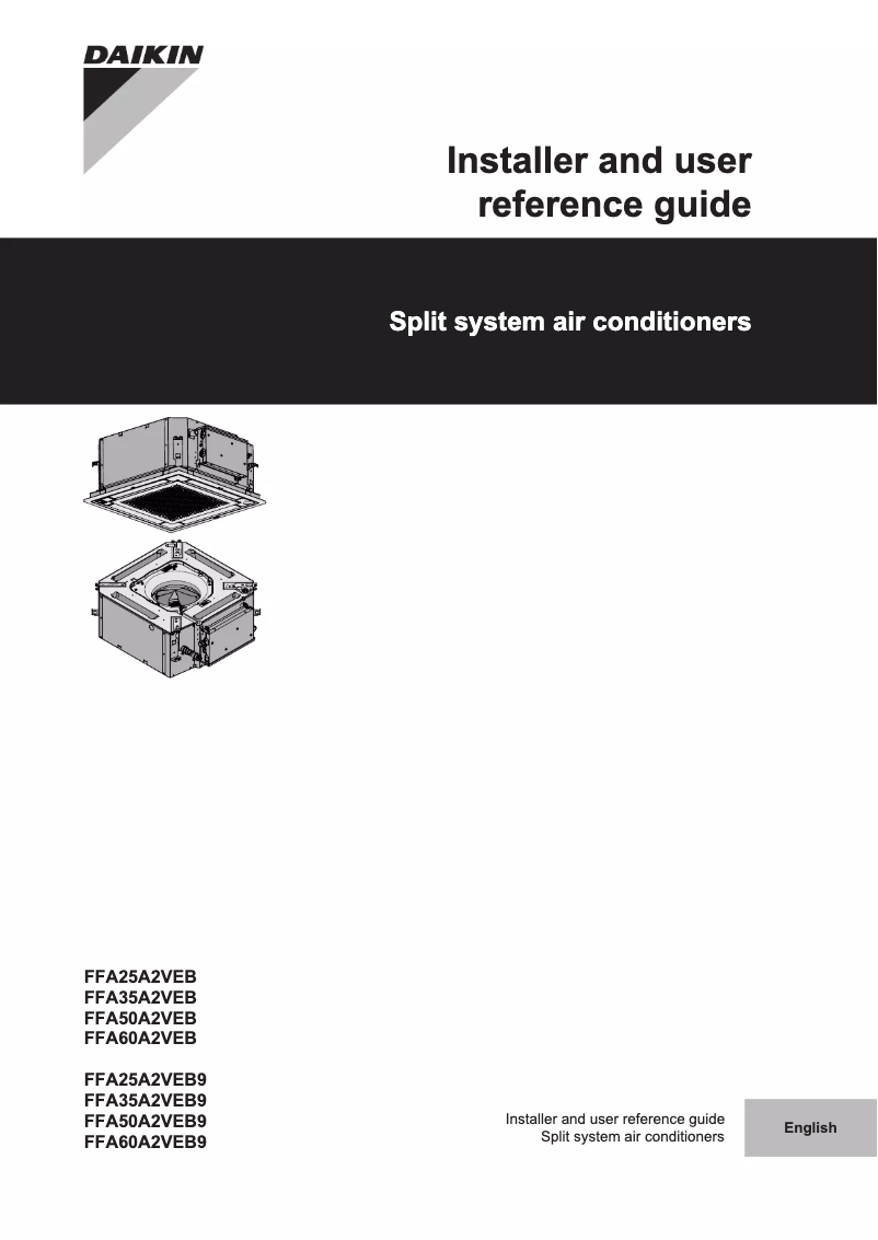 Page 1 de la notice Guide d'installation Daikin FFA60A2VEB9