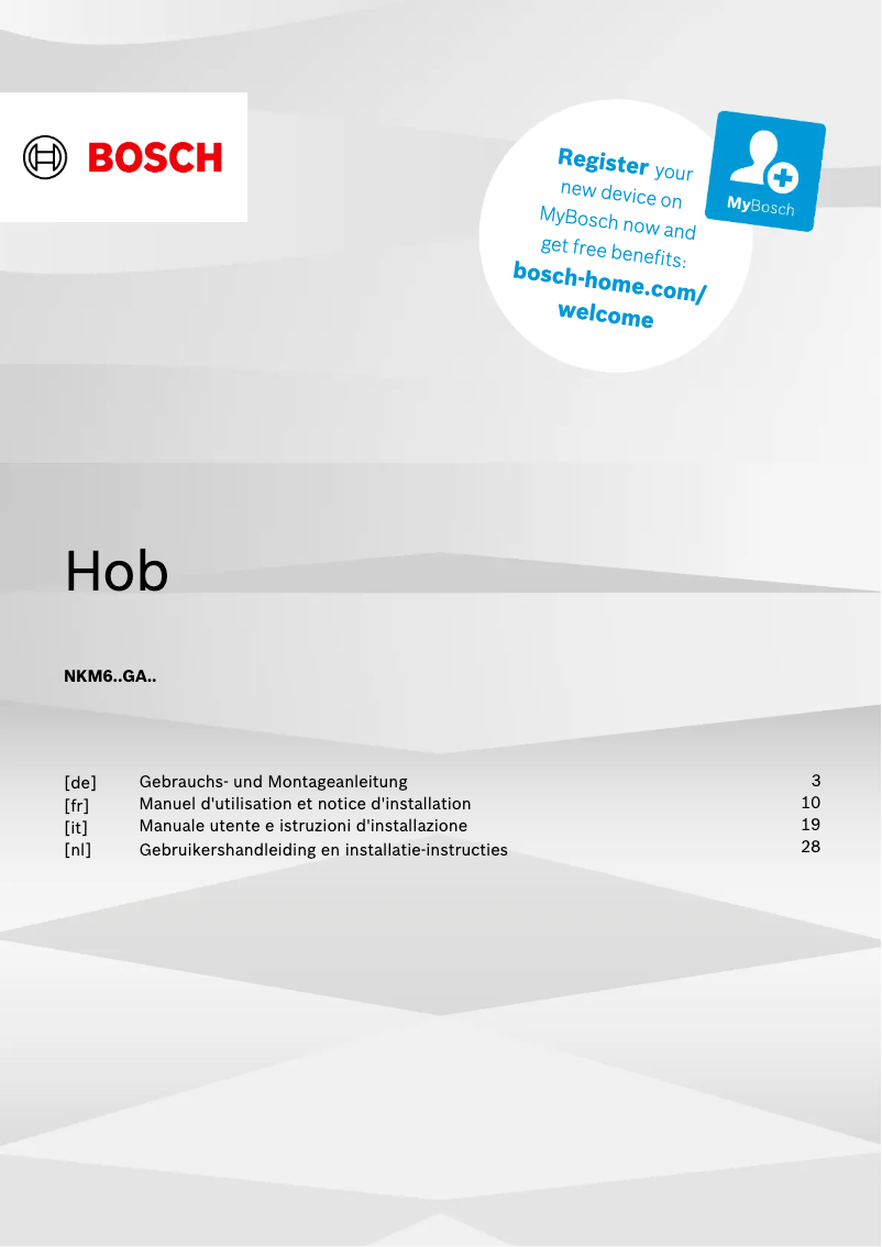 Page 1 de la notice Guide d'installation Bosch NKM645GA2E