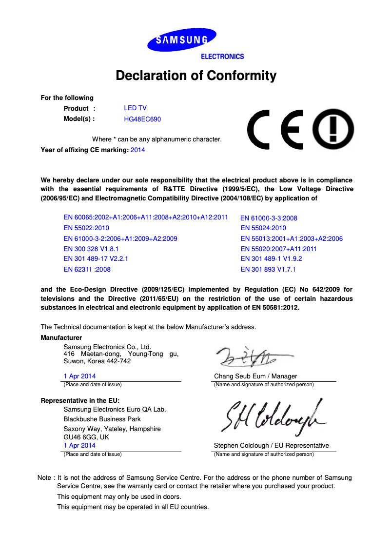 Página 1 del manual Manual de instrucciones Samsung HG55EC690EB