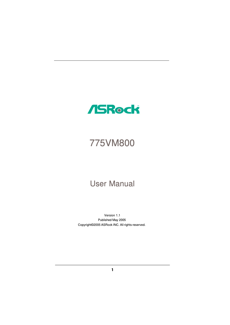 Image de la première page du manuel de l'appareil 775VM800