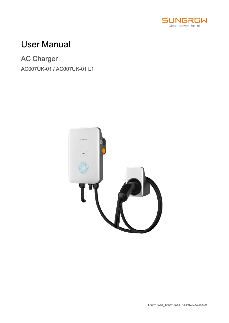 Página 1 del manual Manual de usuario Sungrow AC007UK-01