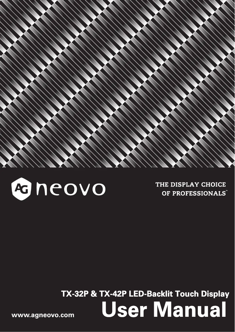 Page 1 de la notice Manuel utilisateur AG Neovo TX-42P