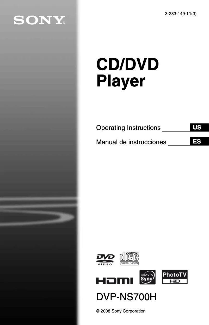 Page 1 de la notice Manuel utilisateur Sony DVP-NS700H