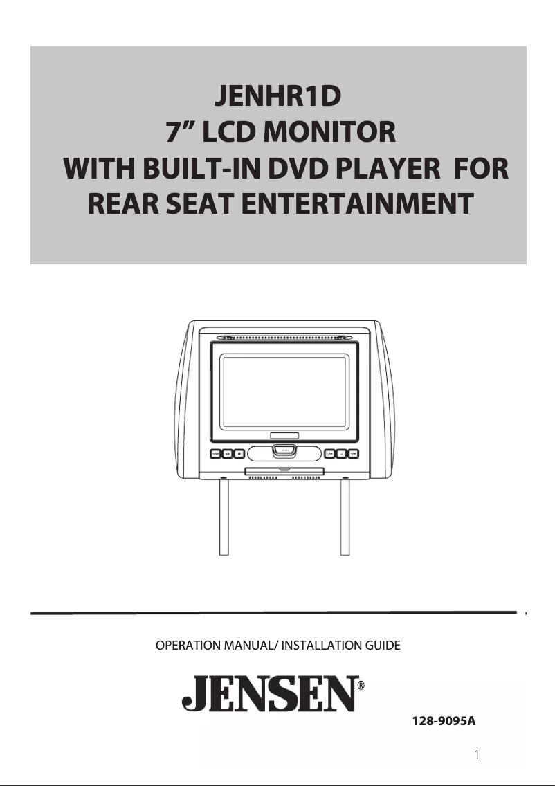 Page 1 de la notice Manuel utilisateur Jensen JENHR1D