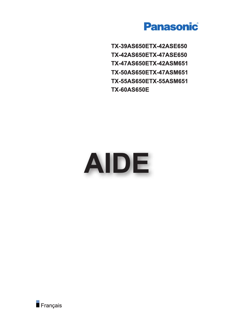 Page 1 de la notice Mode d'emploi Panasonic TX-42ASE650