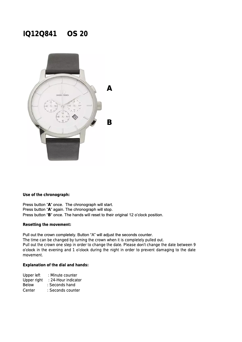 Page 1 de la notice Manuel utilisateur Danish Design Q841