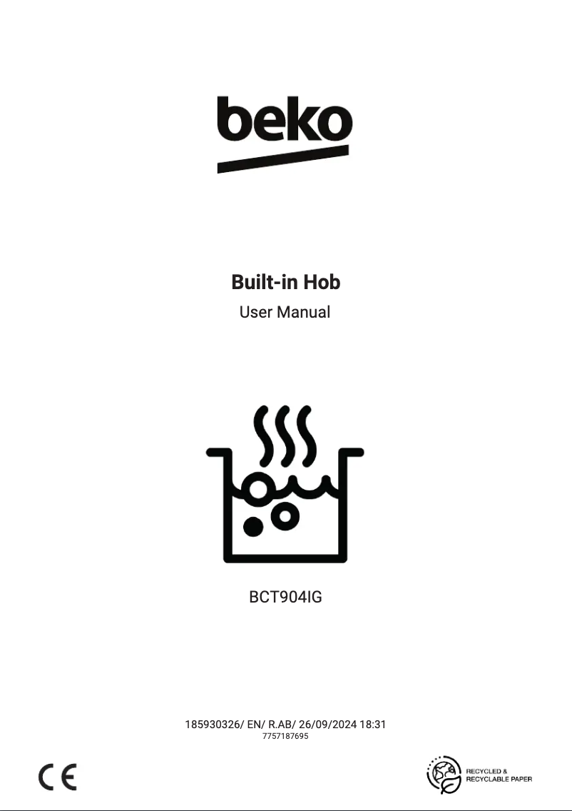 Page 1 de la notice Manuel utilisateur Beko BCT904IG