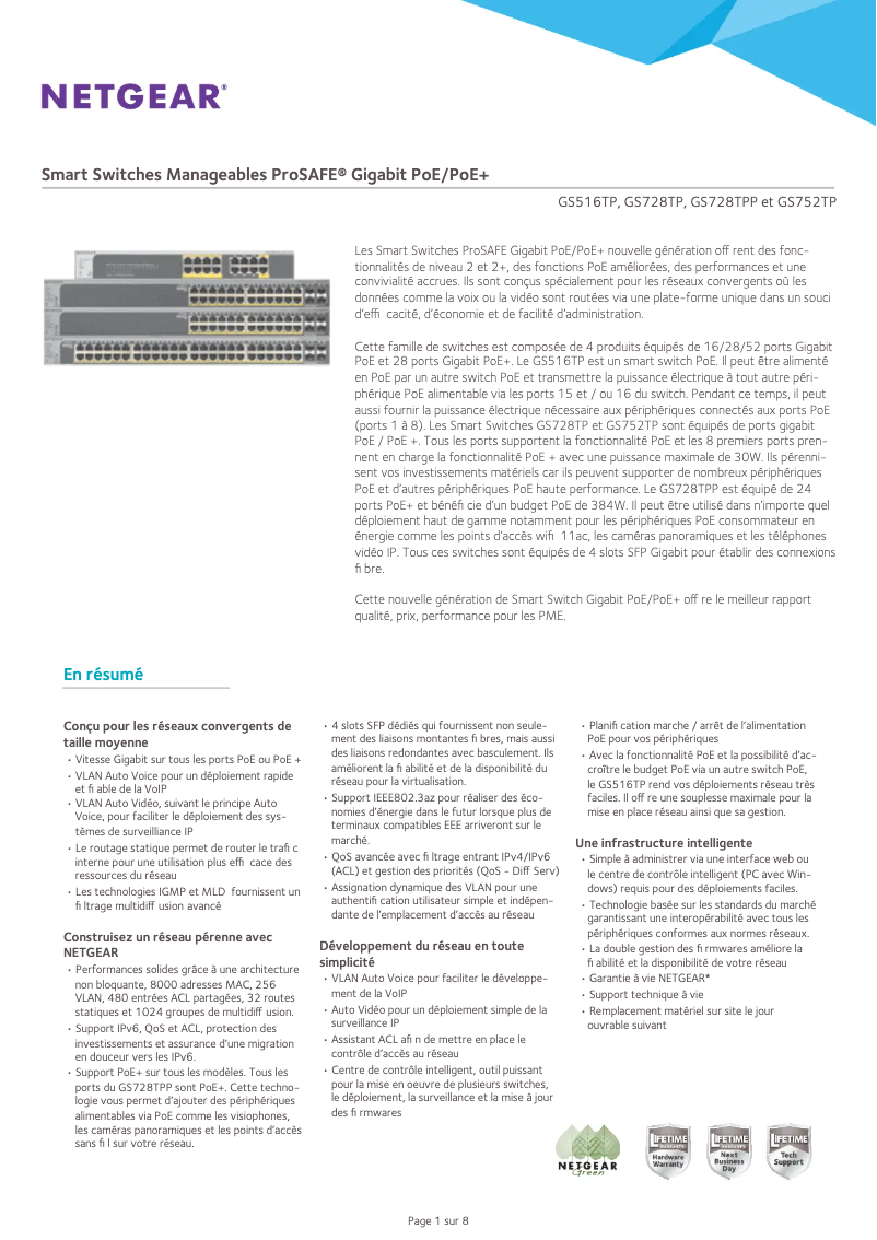 Image de la première page du manuel de l'appareil GS516TP