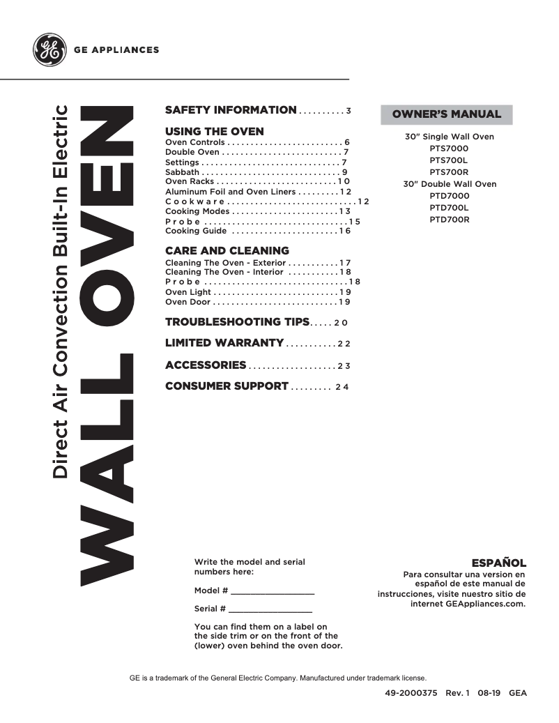 Page 1 de la notice Manuel utilisateur GE Profile PTD700RSNSS