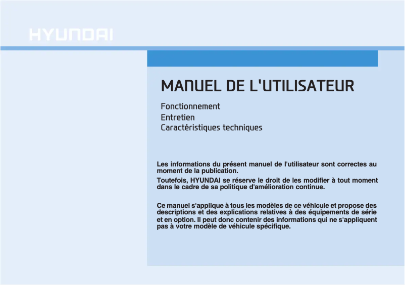Page 1 de la notice Manuel utilisateur Hyundai Ioniq Electric (2019)