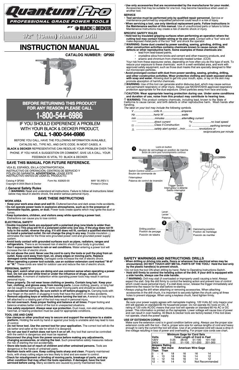 Page 1 de la notice Manuel utilisateur Black & Decker QP260